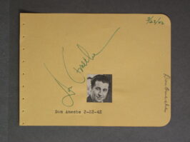 DON AMECHE AUTOGRAPH (1942) Signed Autograph Book Page