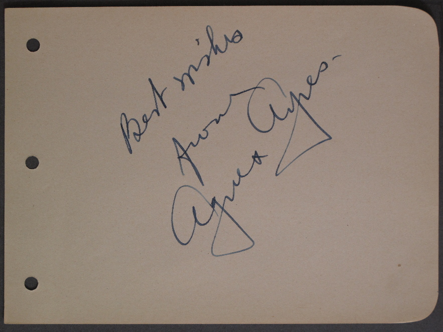 AGNES AYRES AUTOGRAPH (1930s) Signed Autograph Book Page For Sale