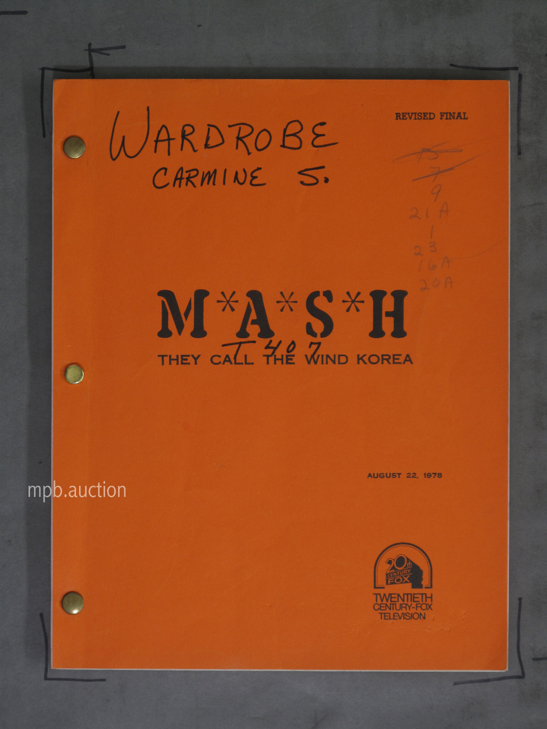 MASH - THEY CALL THE WIND KOREA (1978) Original Film Script