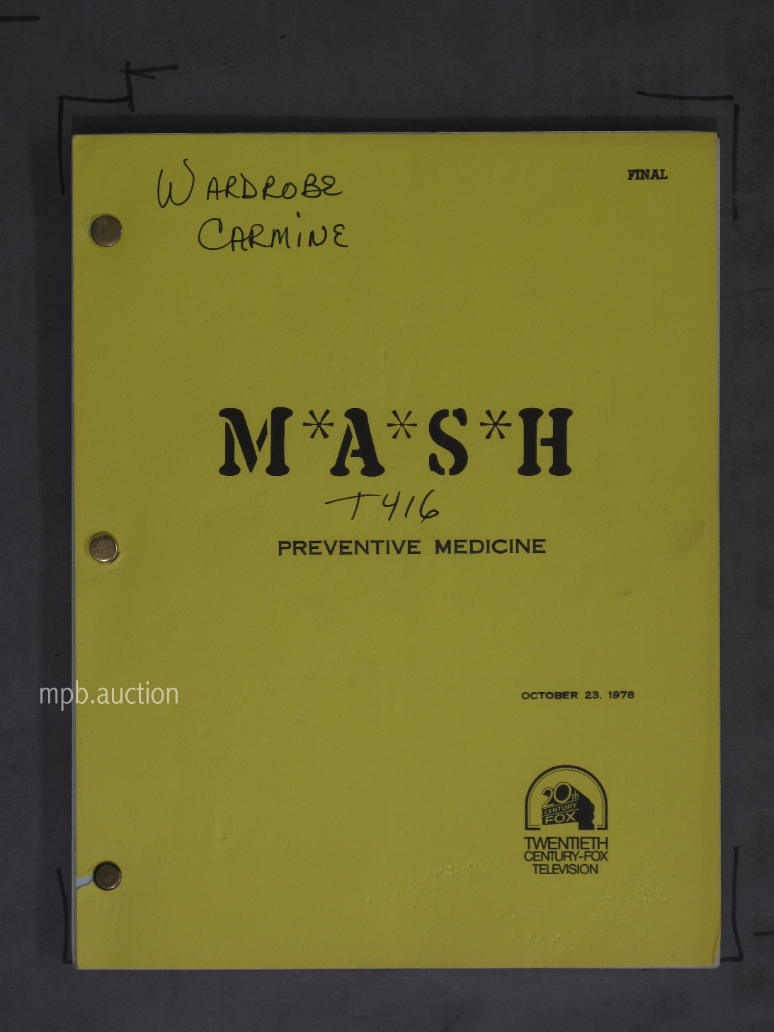MASH - PREVENTATIVE MEDICINE (1978) Original Film Script