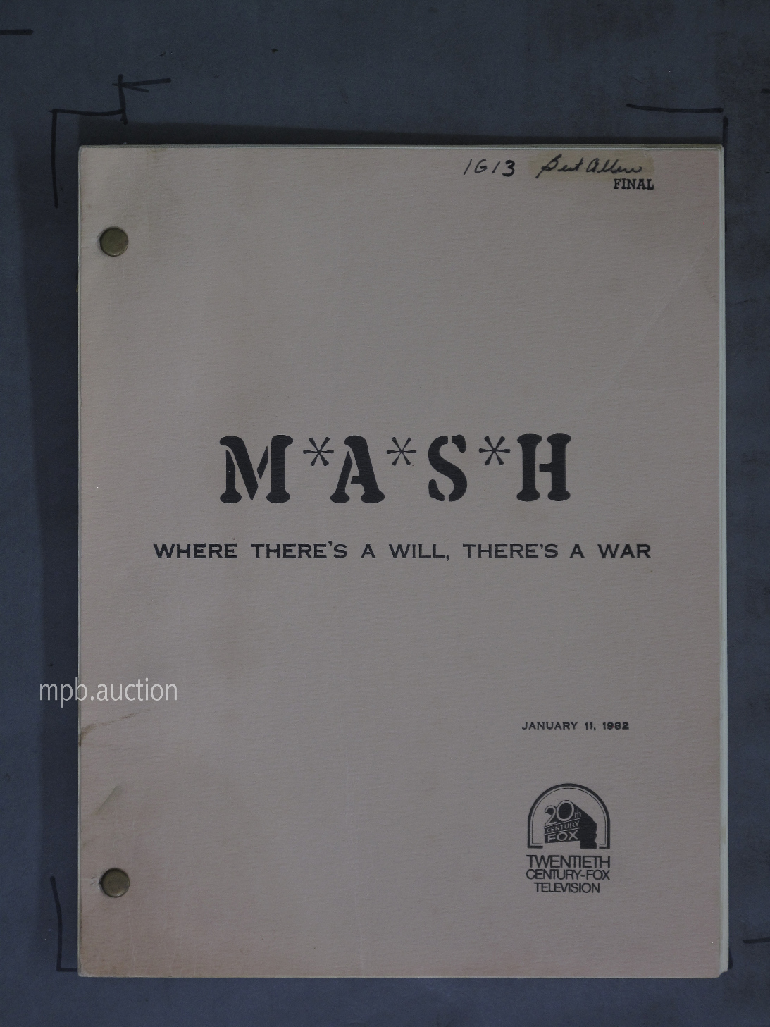 MASH - WHERE THERE'S A WILL, THERE'S A WAR (1982) Original Film Script