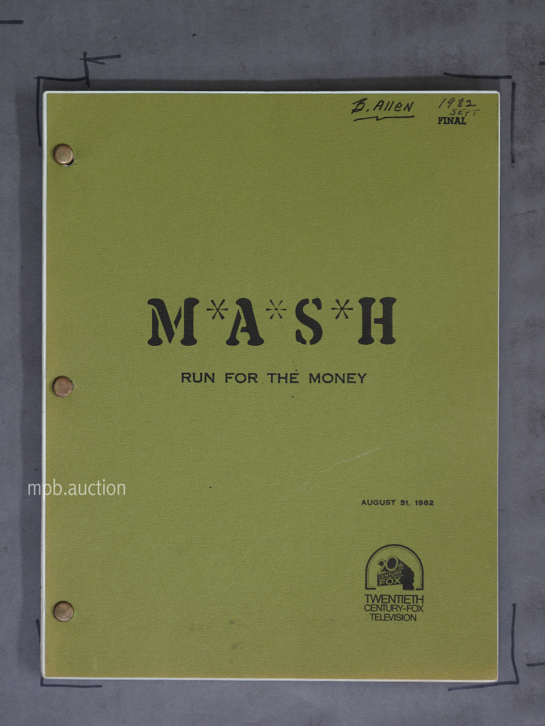 MASH - RUN FOR THE MONEY (1982) Original Film Script